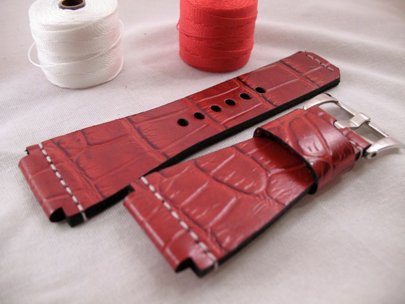 Red embossed croc